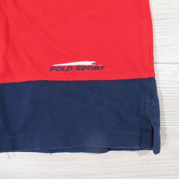 Polo Ralph Lauren Shirt Mens Medium Red Polo Sport Mesh Buttonless Collar Logo - Picture 3 of 6